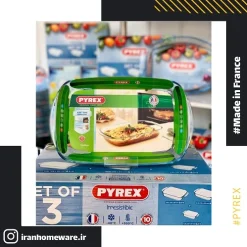 تابه پیرکس مستطيل تريموف دسته دار 32x20 سانتی اصل فرانسه 247B000