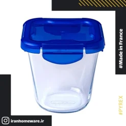 ظرف پيرکس درب دار مربع فریزری گود 12x12x12 سانتی اصل فرانسه 289PG00