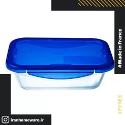 ظرف پيرکس درب دار فريزری مستطيلی اصل فرانسه