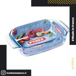 تابه پیرکس مستطيل دسته دار 26x17 سانتی اصل فرانسه 229B000