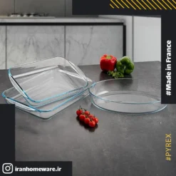 تابه پیرکس مستطيل دسته دار 35x23 سانتی اصل فرانسه 234B000