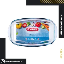 قابلمه پیرکس مستطیل درب دار سایز 3 لیتری 33x20 سانتی اصل فرانسه 465A000