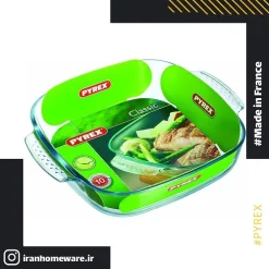 تابه پیرکس مربعی دسته دار 25 سانتی اصل فرانسه 227B000