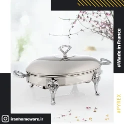 ظرف سوفله وارمردار بيضی بزرگ طرح عربی استيل Queen RT3400