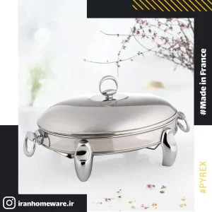 ظرف سوفله وارمردار بيضی بزرگ طرح پافيلی استيل Luxe RT2400