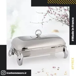 ظرف سوفله وارمردار مستطيل بزرگ طرح پافيلی استيل Luxe RT2100
