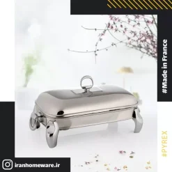 ظرف سوفله وارمردار مستطيل متوسط طرح پافيلی استيل Luxe RT2200