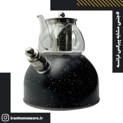 کتری و قوری پیرکس مدل سوتی رنگ مشکی نقطه ای New