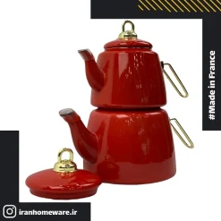 کتری و قوری لعابی رنگ قرمز New مدل H&L