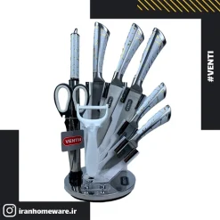 سرویس چاقو و ساطوری Venti مدل ماربل سفید (سنگی)