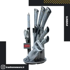 سرویس چاقو و ساطوری Venti مدل ماربل سفید (سنگی)