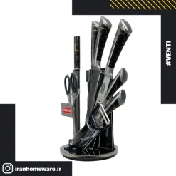 سرویس چاقو و ساطوری Venti مدل ماربل مشکی (سنگی)