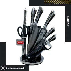 سرویس چاقو و ساطوری Venti مدل ماربل مشکی (سنگی)