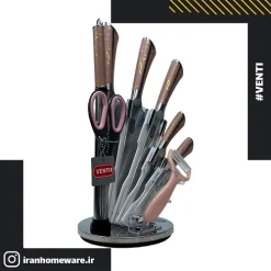 سرویس چاقو و ساطوری Venti مدل ماربل رزگلد (سنگی)