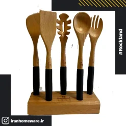 کفگير و ملاقه راکلند با استند چوبی مشکی