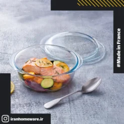 قابلمه پیرکس درب دار دایره ای شکل سایز 2.1 لیتری اصل فرانسه 204A000 - PYREX