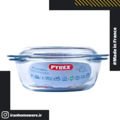 قابلمه پیرکس درب دار دایره ای شکل سایز 2.1 لیتری اصل فرانسه 204A000 - PYREX