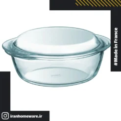 قابلمه پیرکس درب دار دایره ای شکل سایز 2.1 لیتری اصل فرانسه 204A000 - PYREX