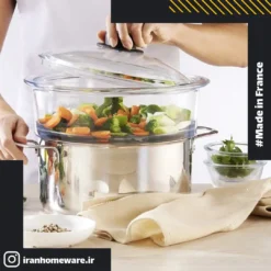 بخارپز پیرکس دایره ای قطر 20 سانتی فاقد درب اصل فرانسه